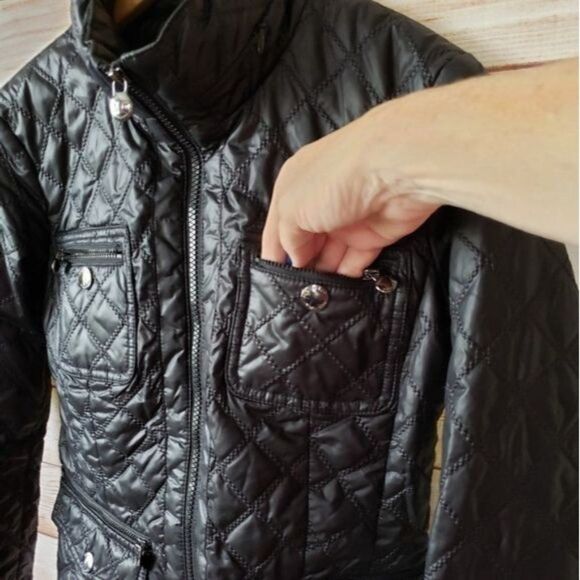 Laundry by Shelli Segal Quilted Zip Front Jacket Hood Animal Print Women's XS - Picture 3 of 13